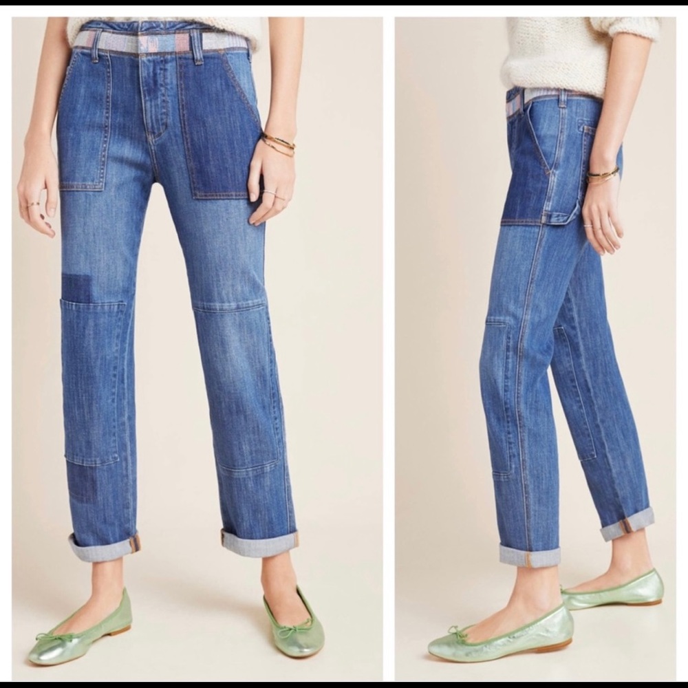 Anthropologie Pilco High Rise Patchwork Jeans 25